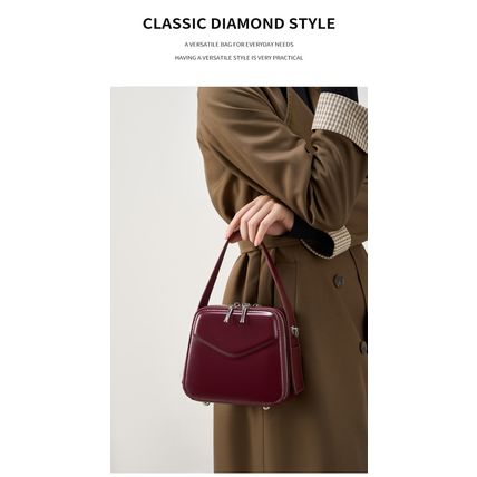 Genuine Leather Women Shoulder Bag Red