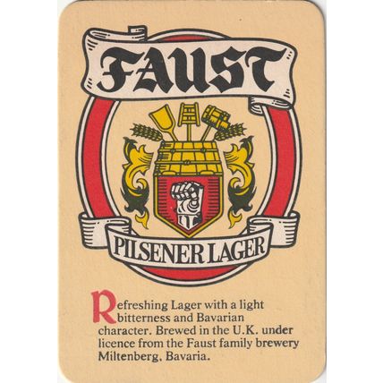 BEER MAT - FAUST UK - PILSENER LAGER - (Cat No 005) - (1980)