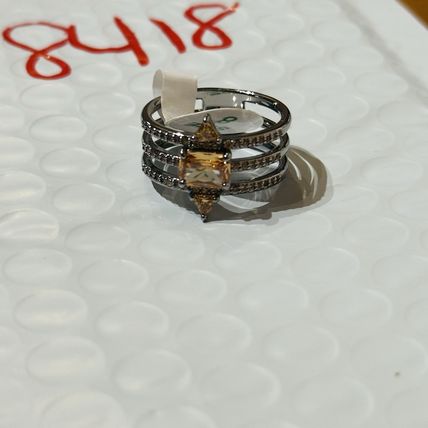 NIB Bomb Party Sz8 BP Ring RBP8229 Hello Lover Dk Smokey Topaz CZ Hematite Pl