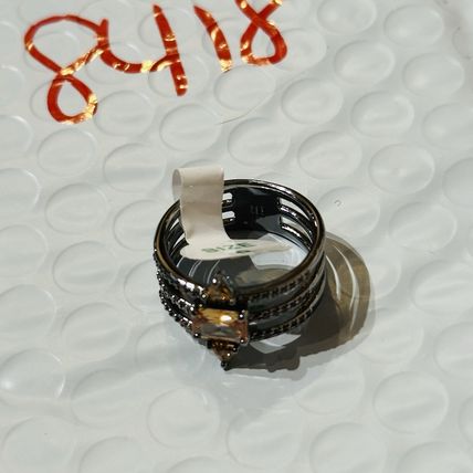 NIB Bomb Party Sz8 BP Ring RBP8229 Hello Lover Dk Smokey Topaz CZ Hematite Pl