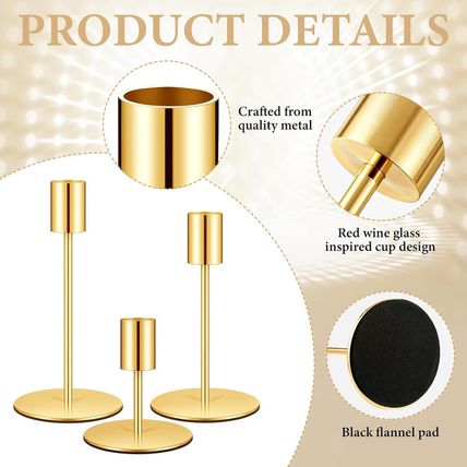 Suclain 12 Set Candle Holders Bulk with 10'' White Dripless Taper Candles 3.3''