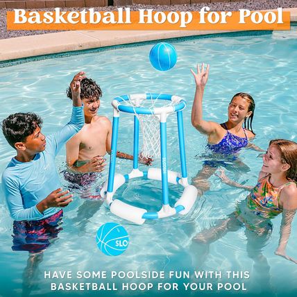 Sloosh Pool Basketball Hoop Set, Floating Basketball Pool Game, Swimming Floats