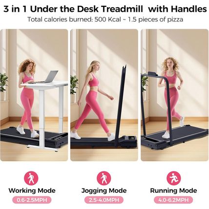 Portable Foldable Treadmills for Home Small with Handles, 3.0HP Small Folding Wa