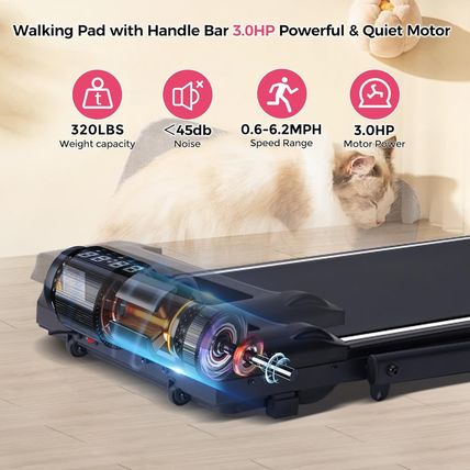 Portable Foldable Treadmills for Home Small with Handles, 3.0HP Small Folding Wa