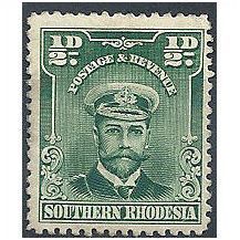 S Rhodesia 1924 SG1 1/2d Blue-Green Mounted Mint.
