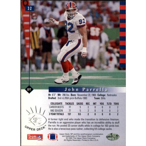 1993 Upper Deck SP Football John Parrella #32