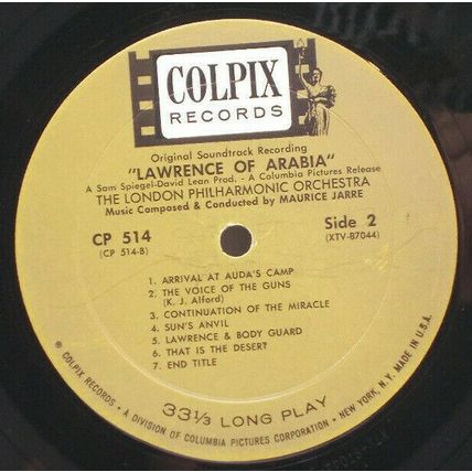 Lawrence of Arabia Soundtrack Maurice Jarre LP CP 514 Vinyl Record Album (P3)