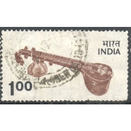 India 1974 - SG 735 - 1r brown and black - Sitar - used