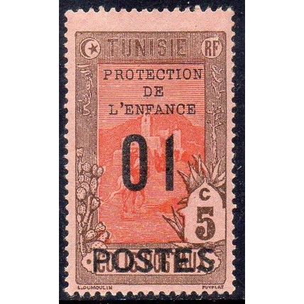 Tunisia 1925 Parcel Post 5c - Protection de l'Enfance Surcharge 1c MNG as Issued