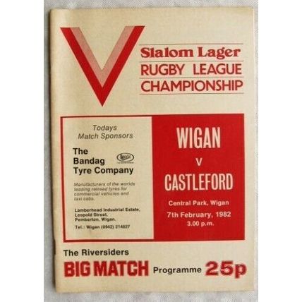 1982 programme Wigan v. Castleford