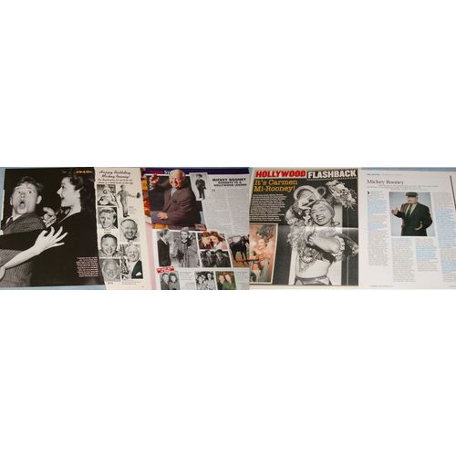 MICKEY ROONEY 38x Clippings (1953+1980s-recent) + Promo Card + Trading Card
