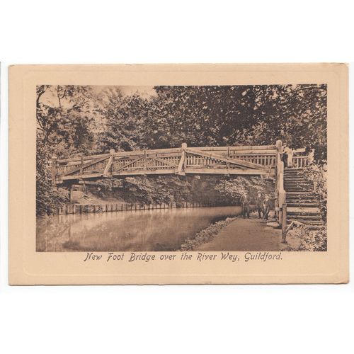 New Foot Bridge over the River Wey Guildford Postcard 1912 Surrey