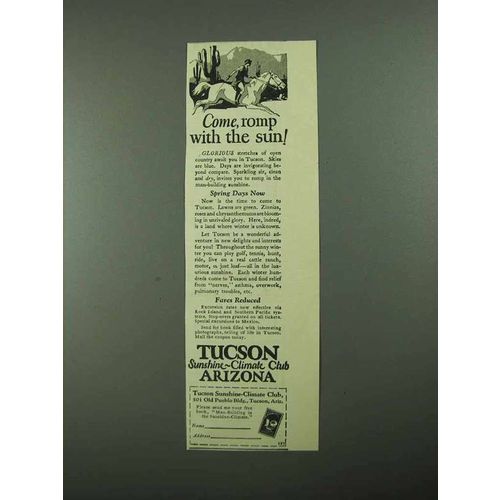 1925 Tucson Arizona Ad - Come, Romp With The Sun!
