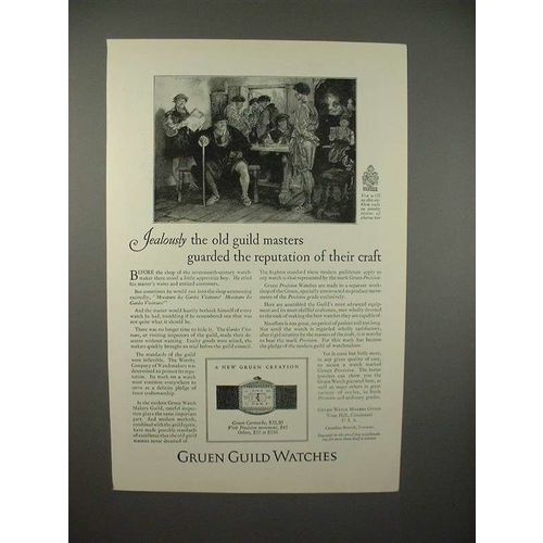 1926 Gruen Cartouche Watch Ad - Old Guild Masters