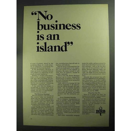 1968 BBB Better Business Bureau Ad - An Island