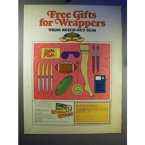 1968 Beech-Nut Gum Ad - Free Gifts for Wrappers