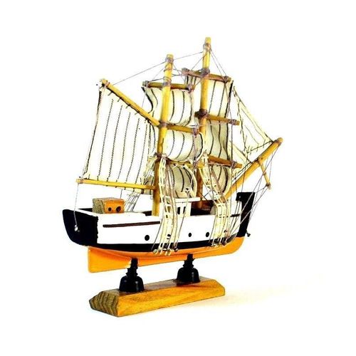 ENDEAVOUR SAILBOAT WHITE/ORANGE WOOD SAILBOAT, COLLECTOR'S MODEL