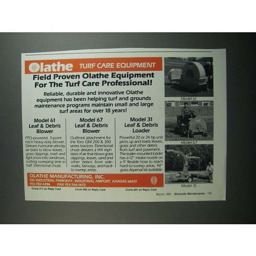 1991 Olathe Ad - 61 Leaf & Debris Blower, 67 Leaf & Debris Blower