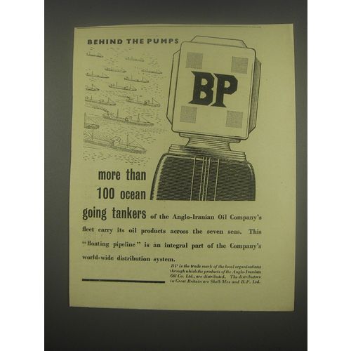 1949 BP Oil Ad - more than 100 ocean going tankers