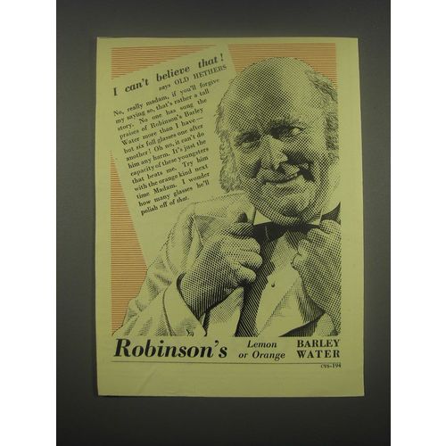 1949 Robinson's Barley Water Ad - I can't believe that! Says Old Hethers