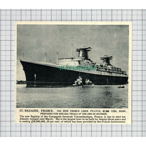 C4052) French Liner FRANCE St Nazaire France - 1961 Clip