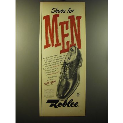 1950 Roblee Model B446 Shoes Ad - Shoes for men