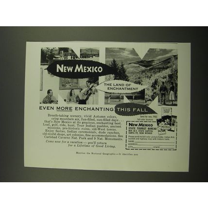 1958 New Mexico State Tourist Bureau Ad - New Mexico The Land of Enchantment
