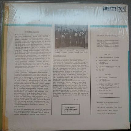 Red Allen & The Kentuckians ‎– Bluegrass Country (County704) 1966 (LP)