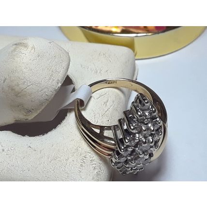 Estate .75cttw Natural Diamond SI2-I1 HI Waterfall 14Kt Y/Gold S-4.5 Ring #15888