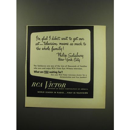 1949 RCA Victor Television Ad - I'm glad I didn't wait to get our set