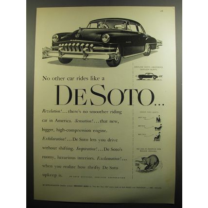 1951 DeSoto Cars Advertisement - No other car rides lie a DeSoto