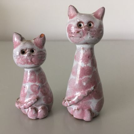 CAT ORNAMENTS - 2 X LILAC CATS