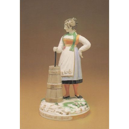 Victorian Continental Peasant Rockingham Pottery Postcard
