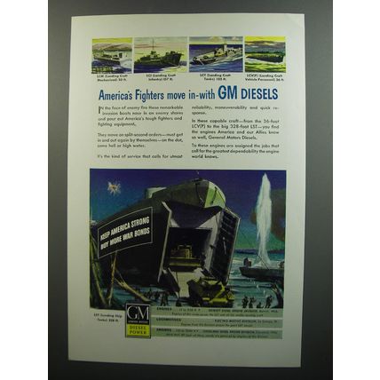 1944 GM Diesel Engines Advertisement - LCM, LCI, LCT and LCV Vehicles