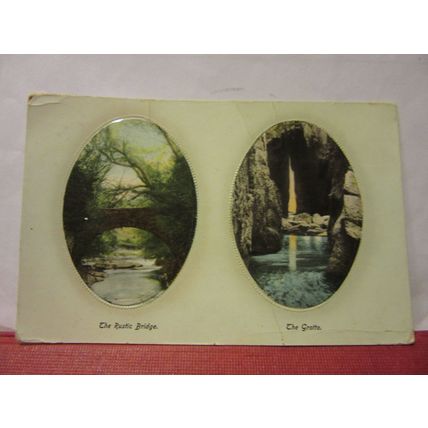 UNKNOWN PLACE RUSTIC BRIDGE AND GROTTO antique postcard 1905 Market Deeping pm =