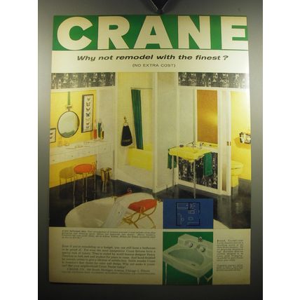 1957 Crane Bath Fixtures Ad - Crane Why not remodel with the finest?