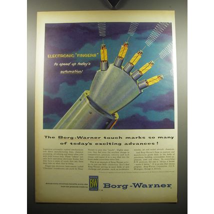 1957 Borg-Warner Corporation Ad - Electronic fingers to speed up