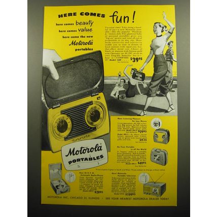 1949 Motorola Portable Radios Ad - Here comes fun!
