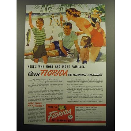 1949 Florida Tourism Ad - Here's why more and more families choose Florida