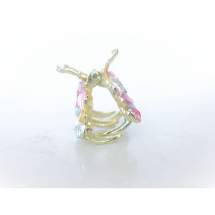 Small gold metal flower crystal hair claw bridal clip