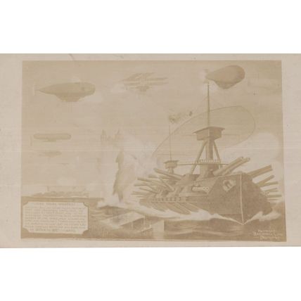 Future Naval Warfare Old Airship Military Ship RPC Postcard