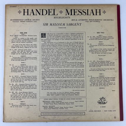 Georg Friedrich Handel – Messiah Highlights Vinyl LP Record Album S 35830