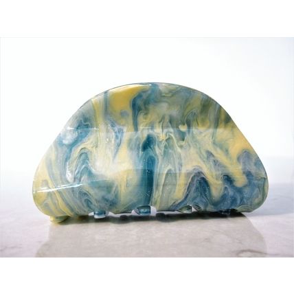 Blue and yellow marbled glitter hair claw clip