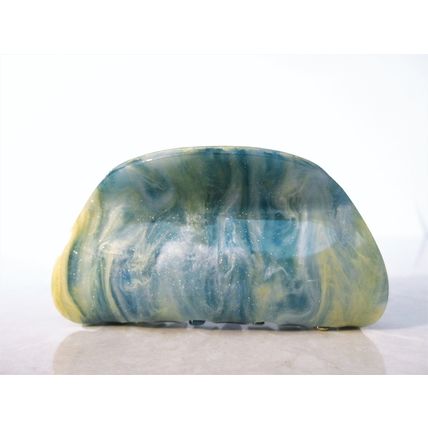 Blue and yellow marbled glitter hair claw clip