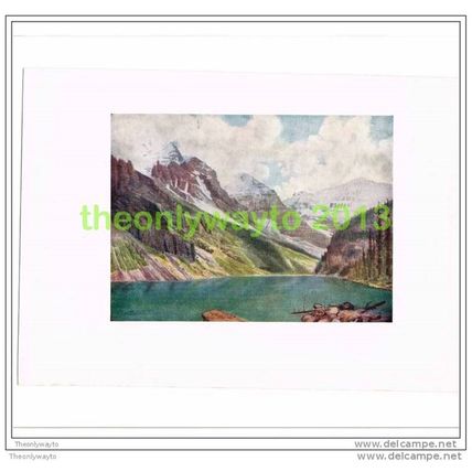 MOUNTS ABERDEEN, LEFROY & VICTORIA ON LAKE LOUISE, Book Illustration, 1907