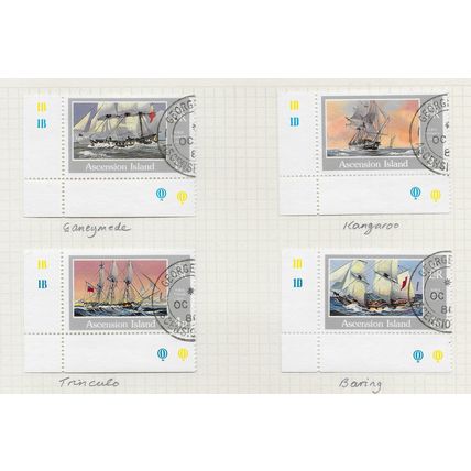 ASCENSION ISLAND 1986 QE2 ROYAL NAVY SHIPS SET CYL Nos Q MARKS SELVEDGE COPIES