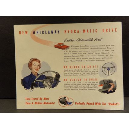 Oldsmobile's "Rocket" Engine and New Whirlaway Hydra-Matic Drive sales brochure