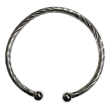 011914- Sterling Silver Bracelet Twisted Tube Cuff Bangle for sale Ball each end
