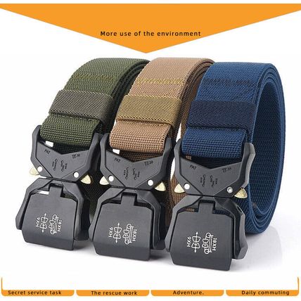 Mens Tactical Belt Alloy Zinc Buckle Outdoor Work Hiking Elastic Belt Stretching