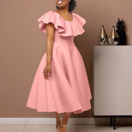 Fashion temperament ruffled large skirt swing party dress dress dress